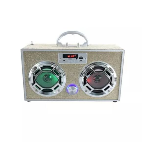 Wireless Express Bling Edition Bluetooth Boombox w/FM Radio & LED Speakers - Picture 4 of 6